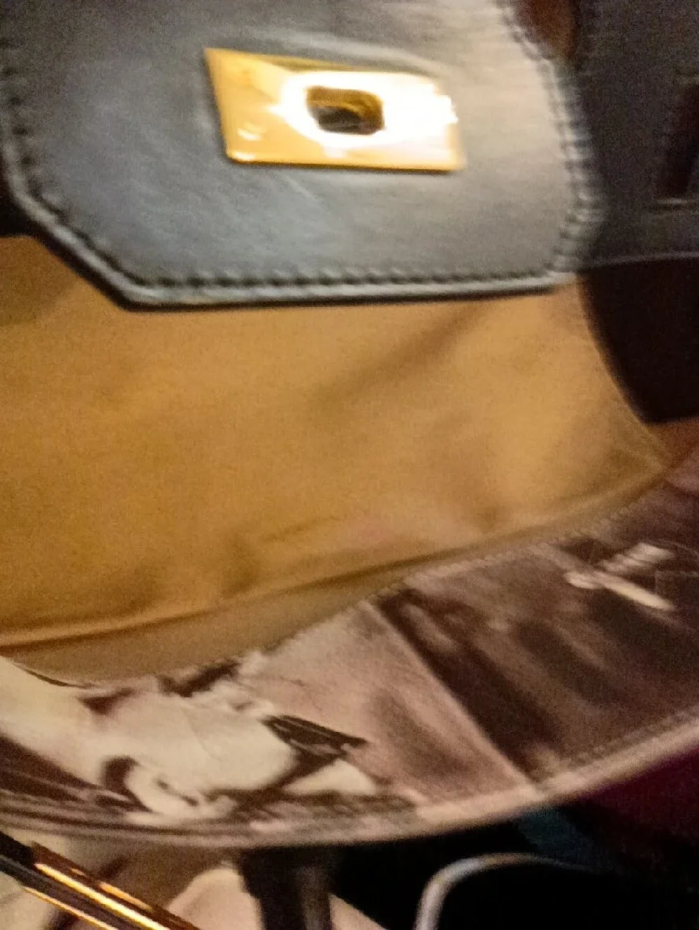 Vtg. Bagghy Leather-Trim Printed Audrey Hepburn Tote